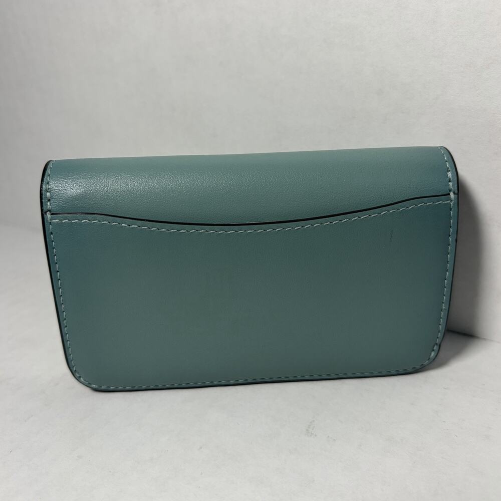 Coach Essential Slim Card Case Wallet CR990 in Silver/Light Blue Aquamarine - Picture 2 of 4